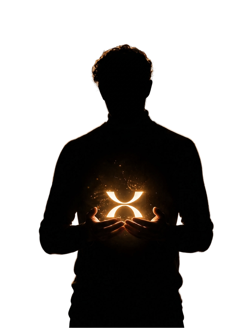 A person holding the illuminated Hamra symbol