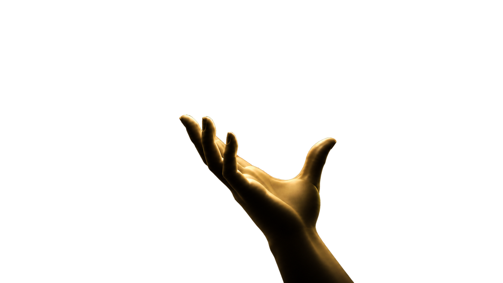 A golden hand reaching upward